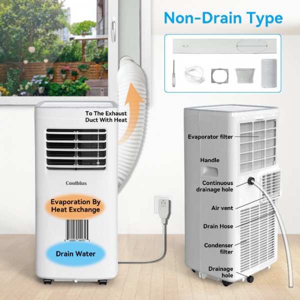 Coolblus 8500 BTU Portable Air Conditioners Cool Up to 360 Sq.Ft,3 IN 1 portable ac unit with Remote Control/LED Display/24Hrs Timer/Window Installation Kit & Screwdriver,White, 