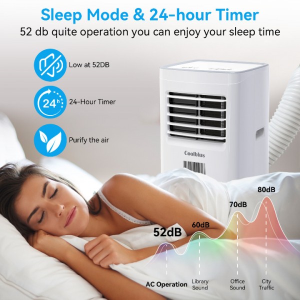 Coolblus 8500 BTU Portable Air Conditioners Cool Up to 360 Sq.Ft,3 IN 1 portable ac unit with Remote Control/LED Display/24Hrs Timer/Window Installation Kit & Screwdriver,White, 