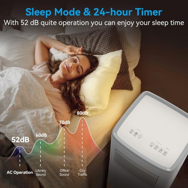 Coolblus Portable Air Conditioners,8500 BTU portable ac up to 360 Sq,3 IN 1 with Remote Control,Sleep Mode, Windows kit,White 