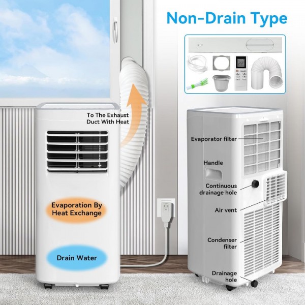 Coolblus Portable Air Conditioners,8500 BTU portable ac up to 360 Sq,3 IN 1 with Remote Control,Sleep Mode, Windows kit,White 