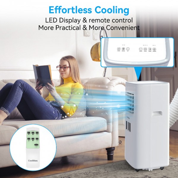 Coolblus 8500 BTU Portable Air Conditioners Cool Up to 360 Sq.Ft,3 IN 1 portable ac unit with Remote Control/LED Display/24Hrs Timer/Window Installation Kit & Screwdriver,White, 